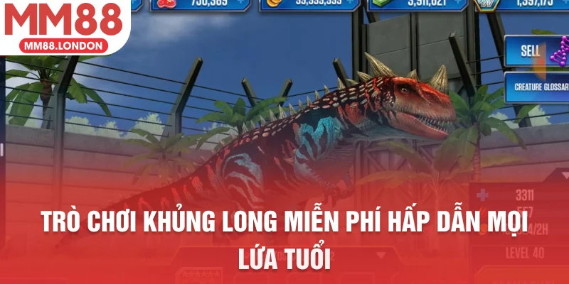 Trò chơi khủng long miễn phí hấp dẫn mọi lứa tuổi